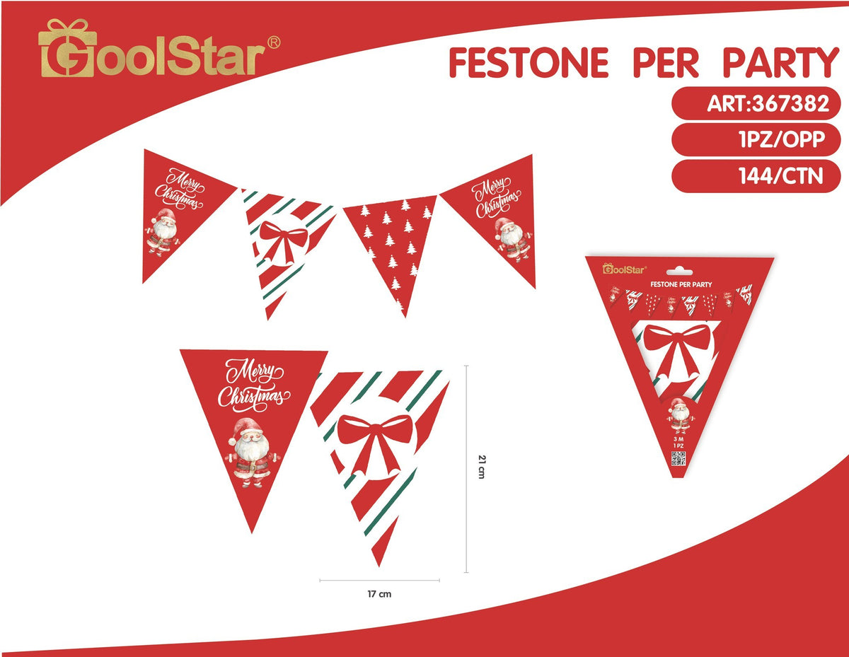 Festone a bandierine triangolari natalizie - serie A