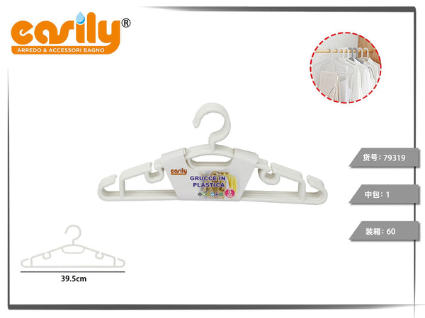 Set di cinque grucce in plastica PDL-782 da 39,5 cm