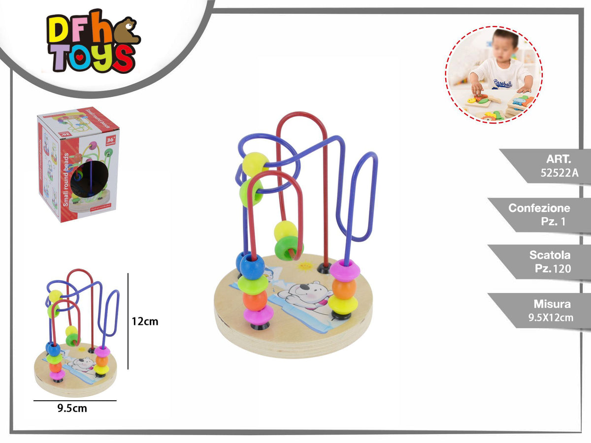 Labirinto di perline colorate con base in legno da 12 cm