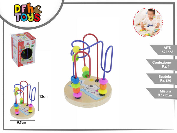 Labirinto di perline colorate con base in legno da 12 cm