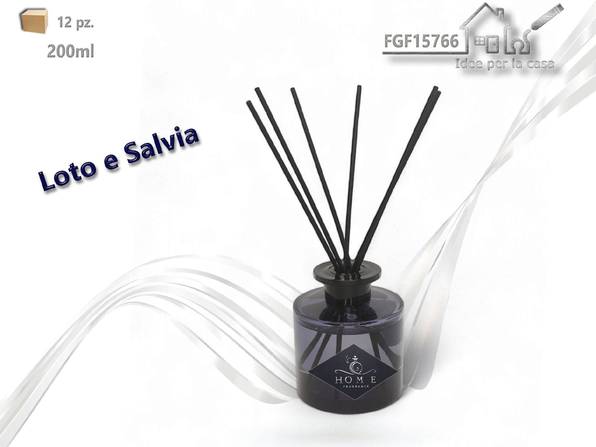 Diffusore per ambiente Loto e Salvia con bastoncini, 200 ml