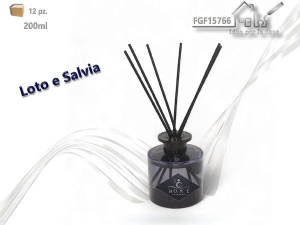 Diffusore per ambiente Loto e Salvia con bastoncini, 200 ml