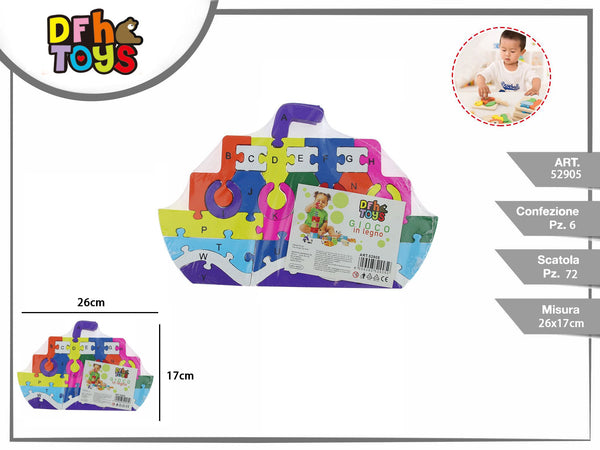 Puzzle in legno a forma di nave con lettere