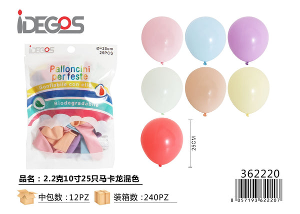 Palloncini pastello assortiti in lattice, 10 pollici, 25 pezzi