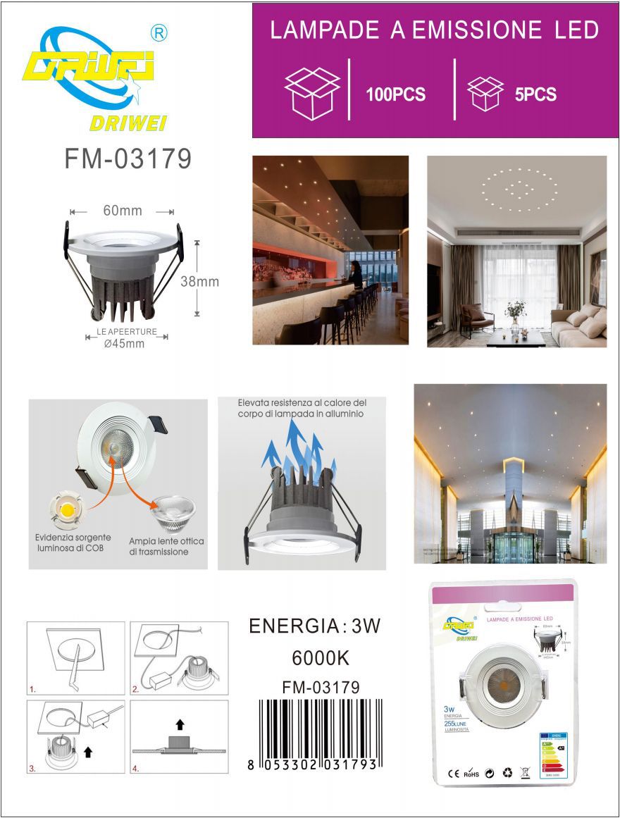 Faretto da soffitto — 3 W