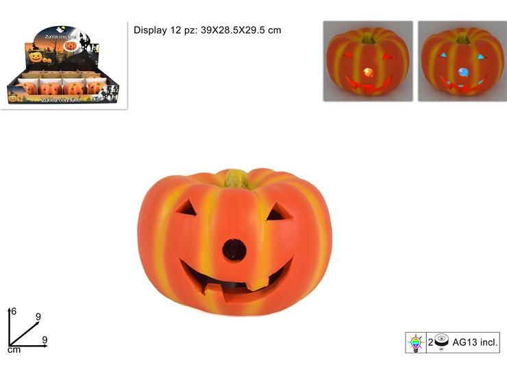 Zucca luminosa Halloween da 9 cm
