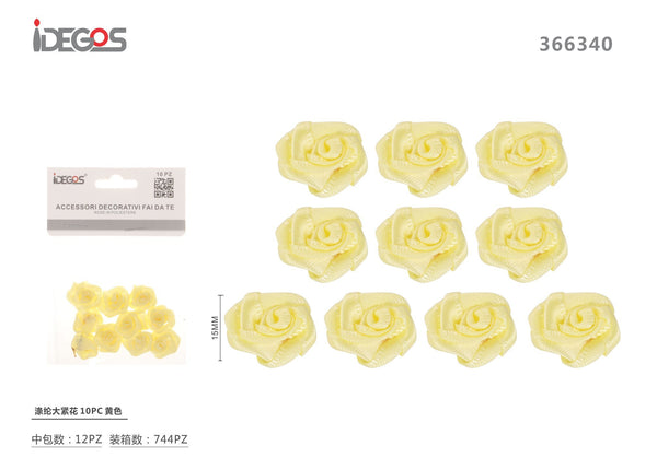 Set di 10 rose decorative in poliestere