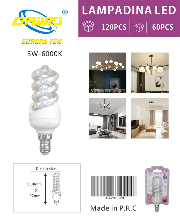 Lampadina LED a spirale — 3 W, E14