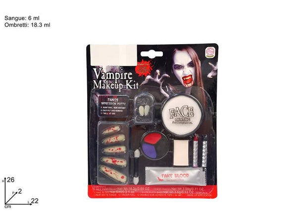 Kit trucco da vampiro con zanne e unghie finte