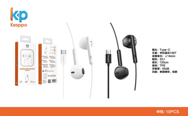 Auricolari VD-EAR010 con filo USB-C 1.2 m