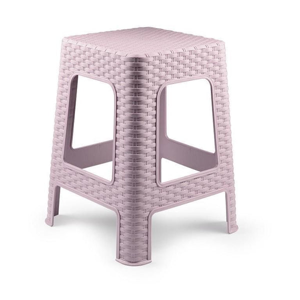 SGABELLO RATTAN GRANDE PLASTICA 36X36X45CM ROSA POLO