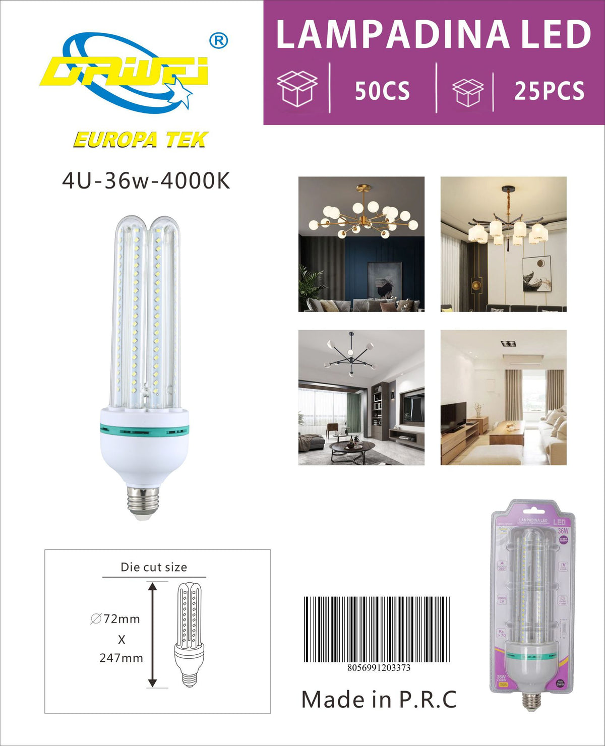Lampadina LED a forma di U — 36 W, E27