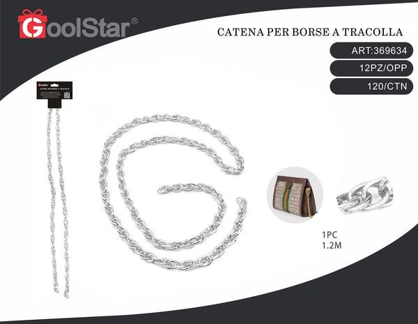 Catena GoolStar FY854 per borse, argento, 1,2 m, 1 pezzo