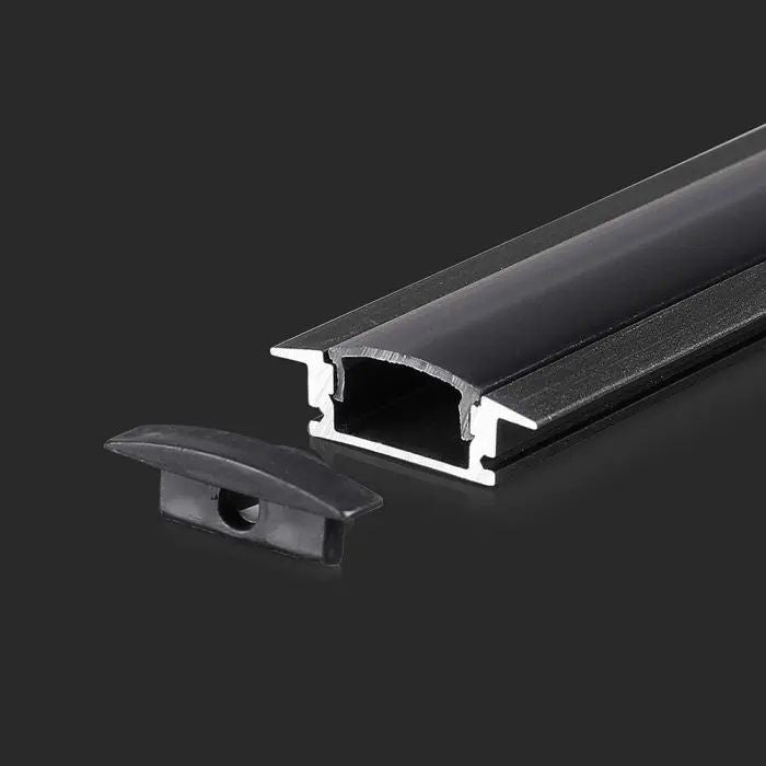 Profilo nero con diffusore per strisce LED da 2 m