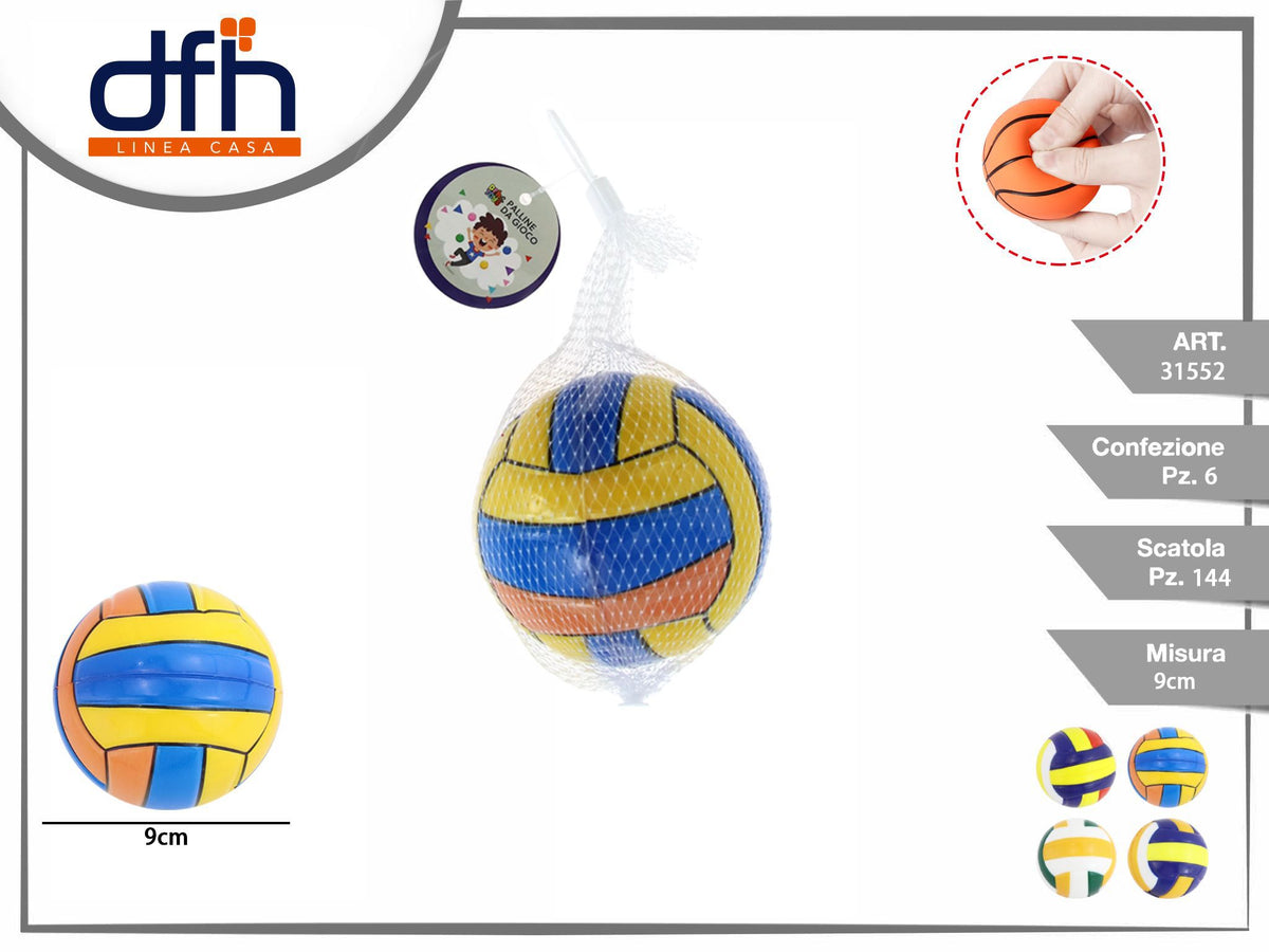 Pallina colorata con motivo pallavolo da 9 cm