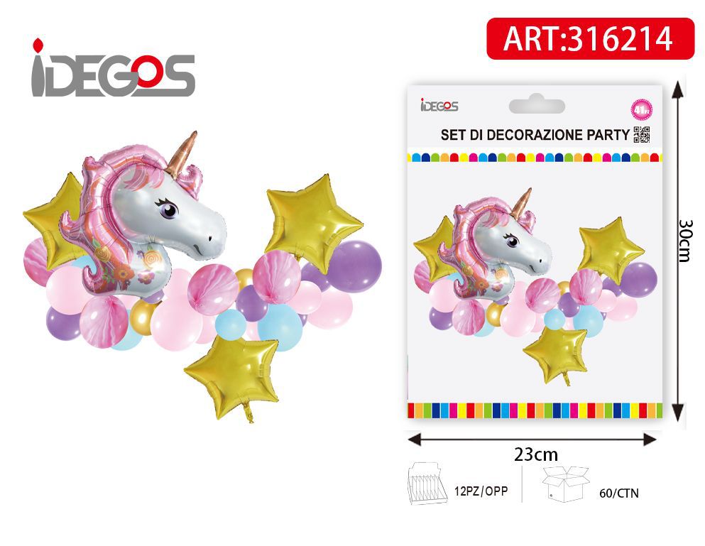 Kit ghirlanda di palloncini Unicorno con stelle, 1,5 m
