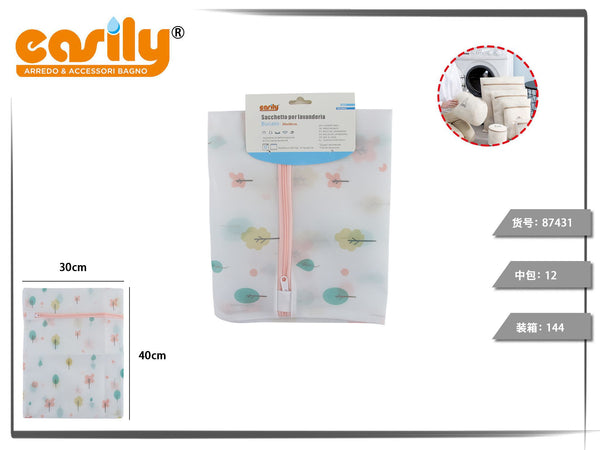 Sacchetti piatti per bucato con zip e stampa vegetale