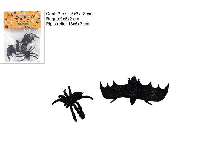 Decorazioni Halloween con pipistrello e ragno, 2 pezzi