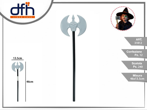 Ascia finta a doppia lama per Halloween da 46 cm
