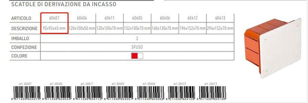 Scatola derivazione 92x92x45