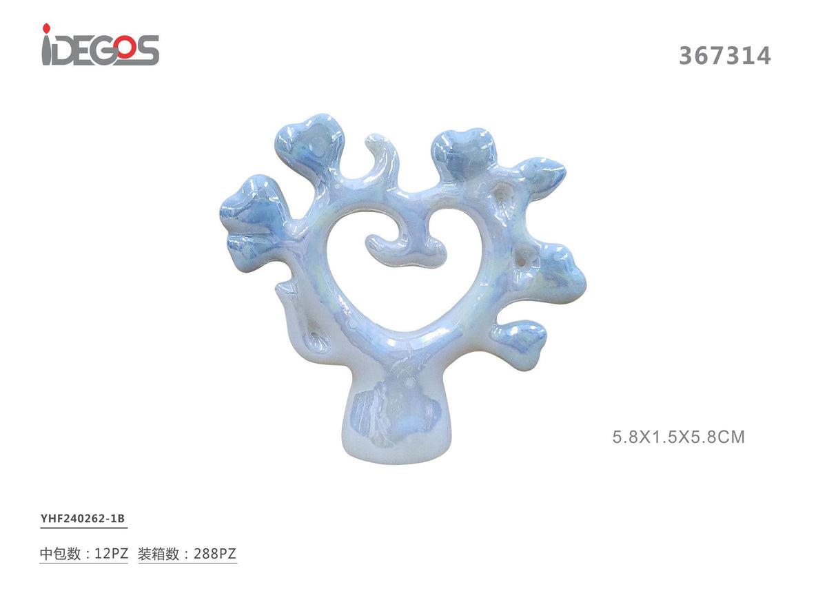Bomboniere In Ceramica Albero Della Vita Bianco/Celeste