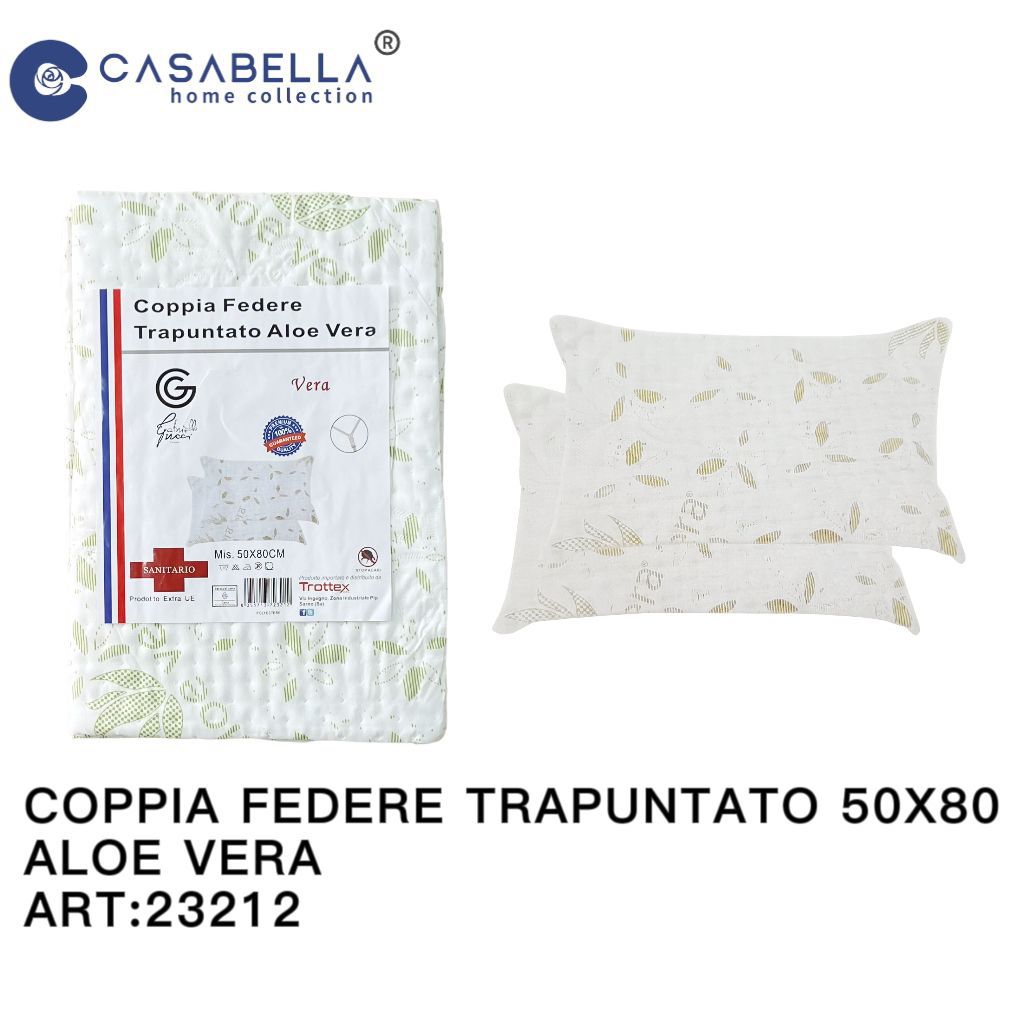 Coppia Federe 50X80 con Zip Aloe Vera