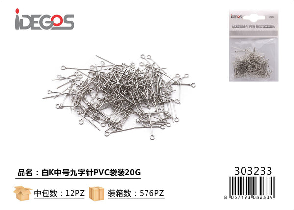 Accessori Bigiotteria Ago 20g Forma 9 Medio Platinum