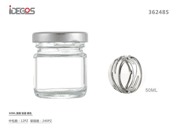 Barattolini in vetro con coperchio in alluminio, 50 ml