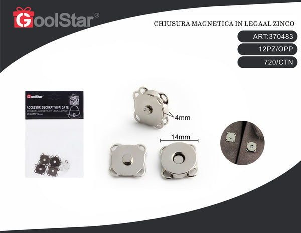 Chiusura Magnetica 14mm 5pc Argento