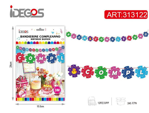 Festone Buon Compleanno multicolore – 3 m